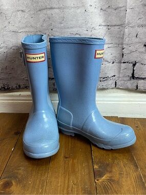Hunter Original giant glitter rain boots light blue kids size